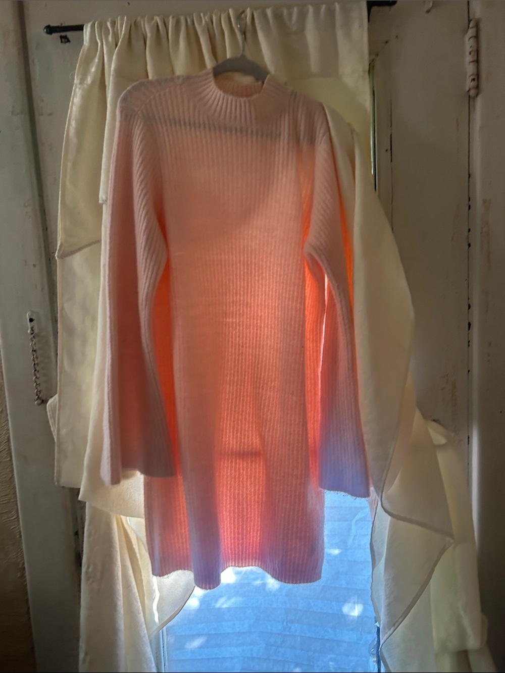 JustFab Light Pink Ribbed Sweater Dress
